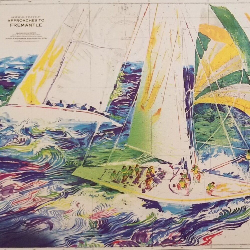 LeROY NEIMAN collectable Post Card - AMERICAS CUP AUSTRALIA - 1987